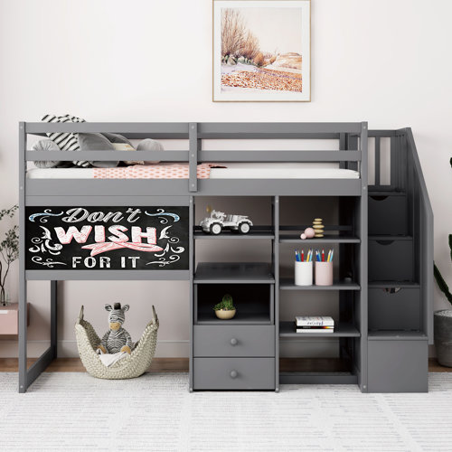 Yikong Kids Twin Loft Bed with Drawers Wayfair